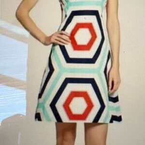 Kate Spade Red and Navy Hexagon Mini Dress
